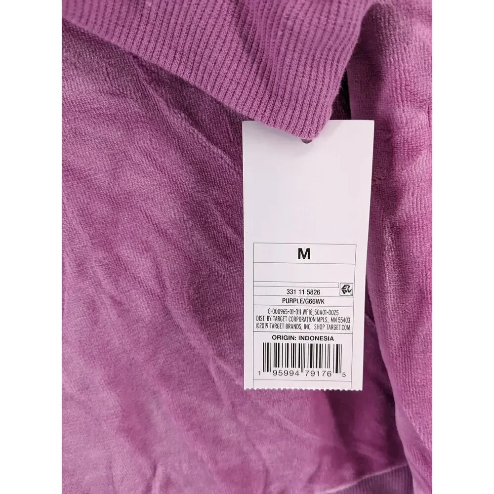 Wild Fable Quarter‎ Zip Sweatshirt Medium Purple Velour Jacket Relaxed Fit Layer - Picture 5 of 12